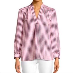 Draper James NWT Maroon Checked Blouse in Small